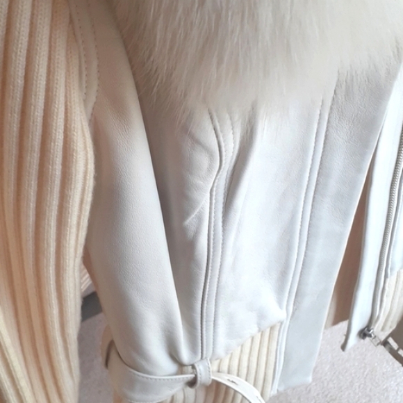 Vintage Ladies leather & wool/fox fur jacket sz XS..from store Cache,, NEW - Picture 12 of 14